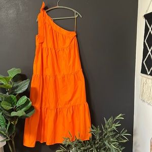 Who What Wear Orange One shoulder Maxi dress. Size M